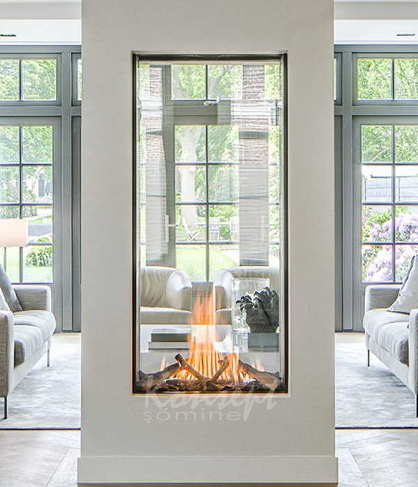 Natural gas double sided fireplace 02