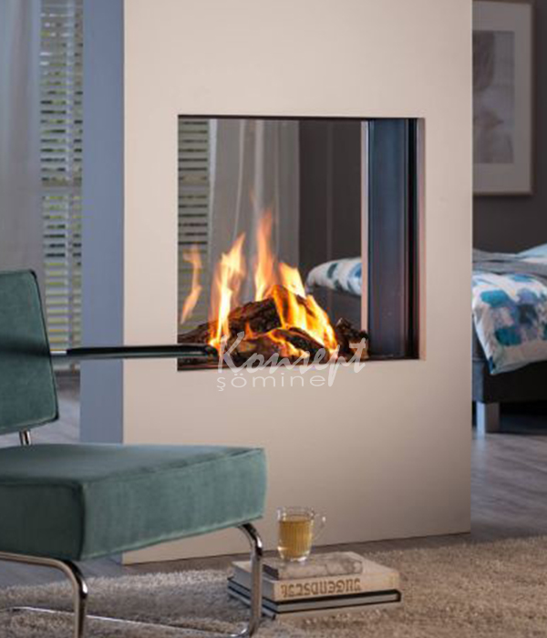 Natural gas double sided fireplace 04