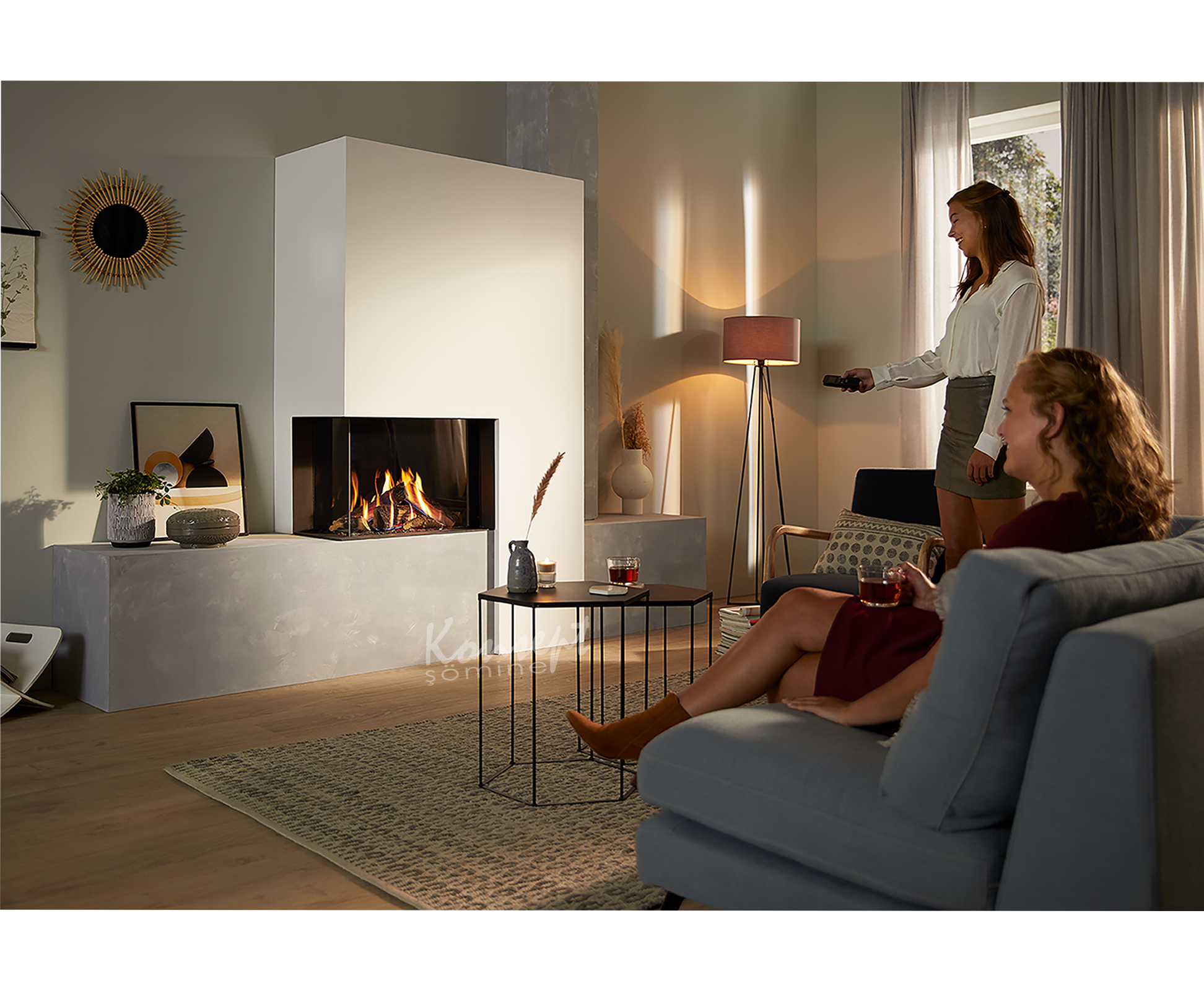 Natural gas L Type fireplace 03