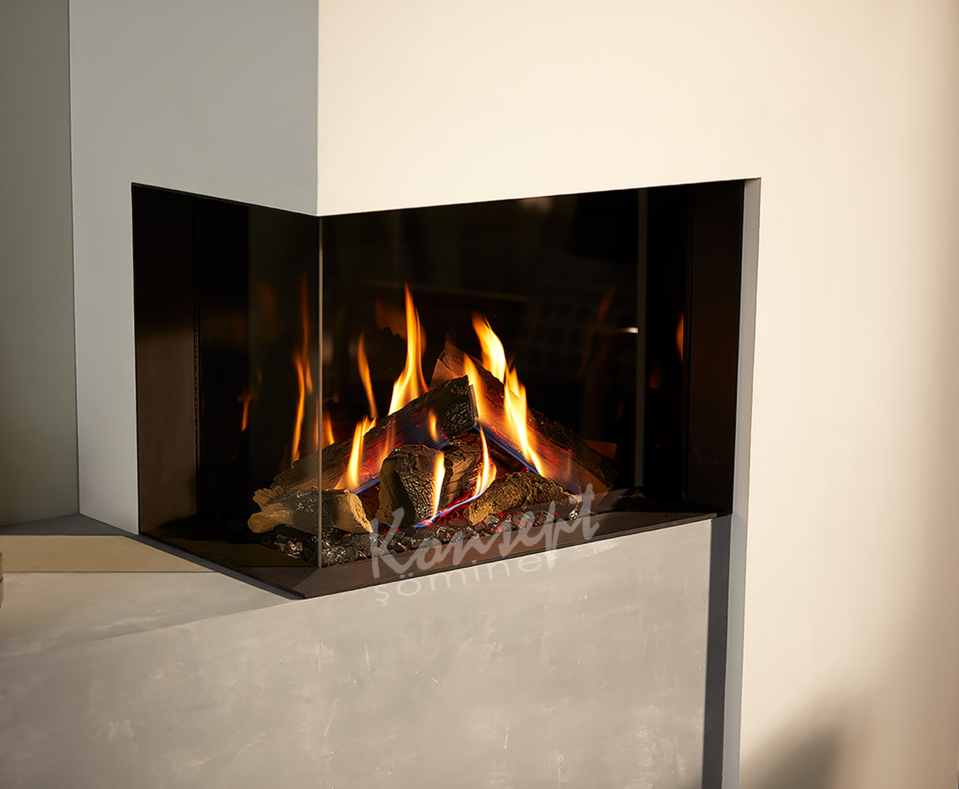 Natural gas L Type fireplace 03