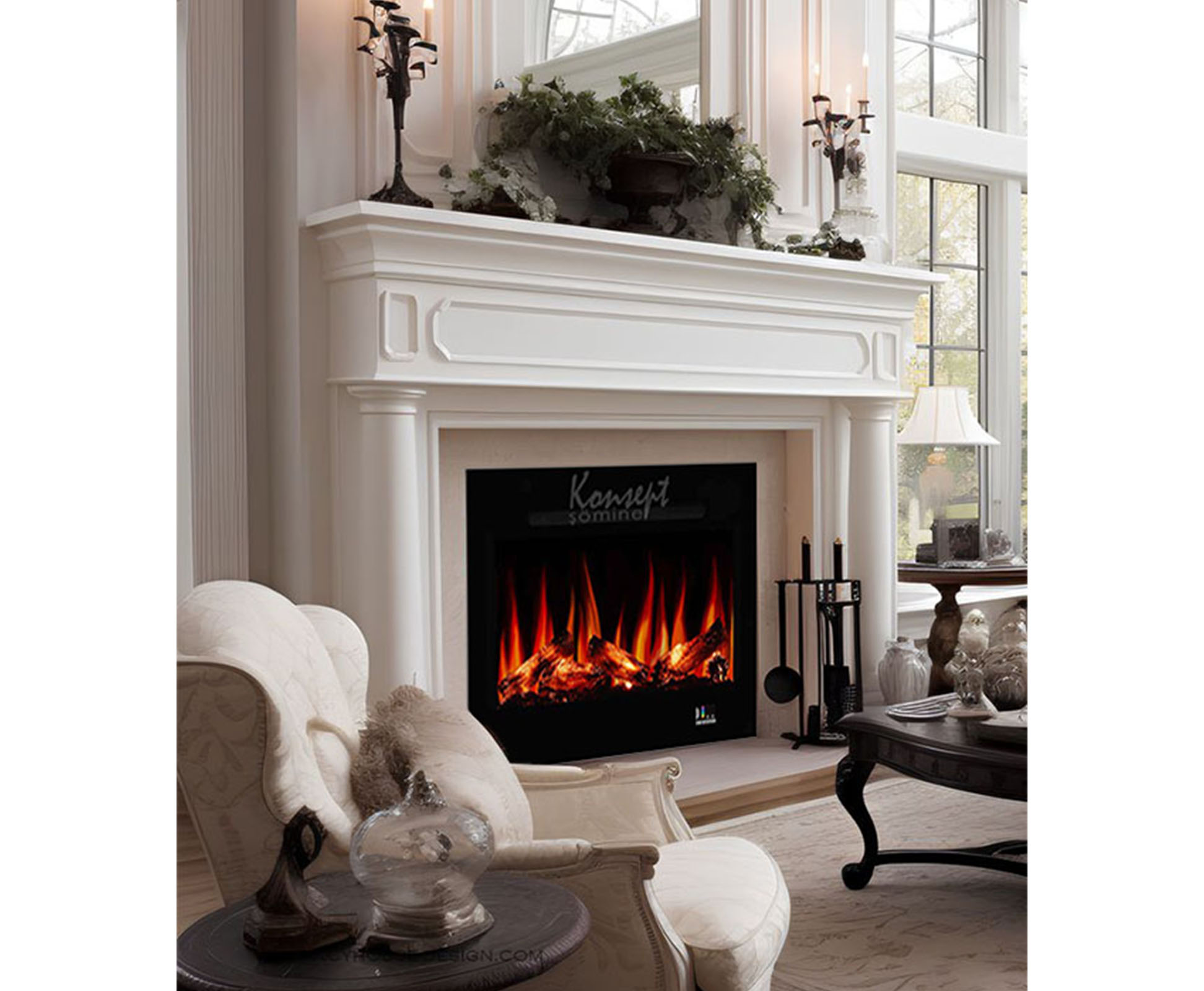 Plasma electric fireplace 80