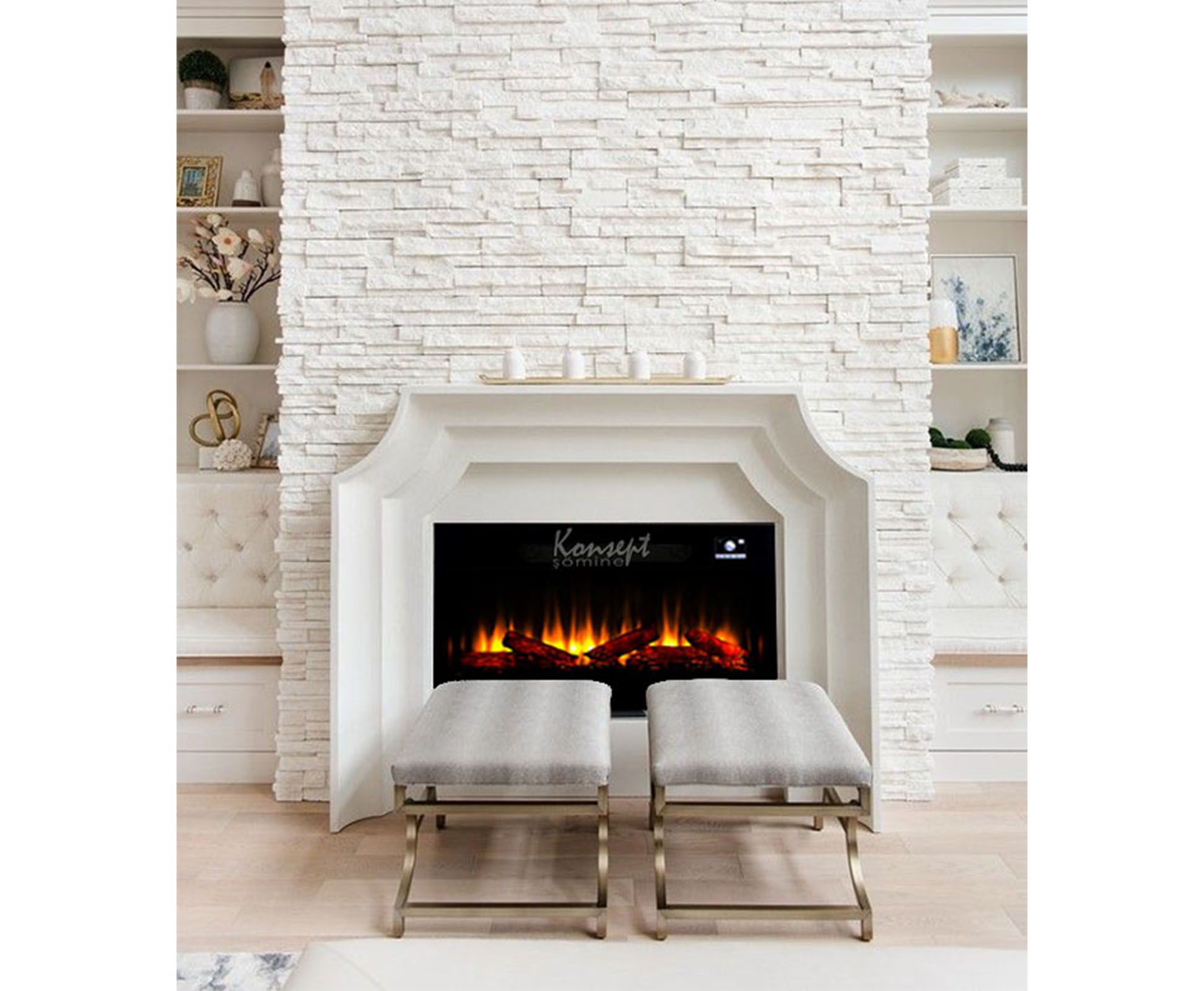 Plasma electric fireplace 86