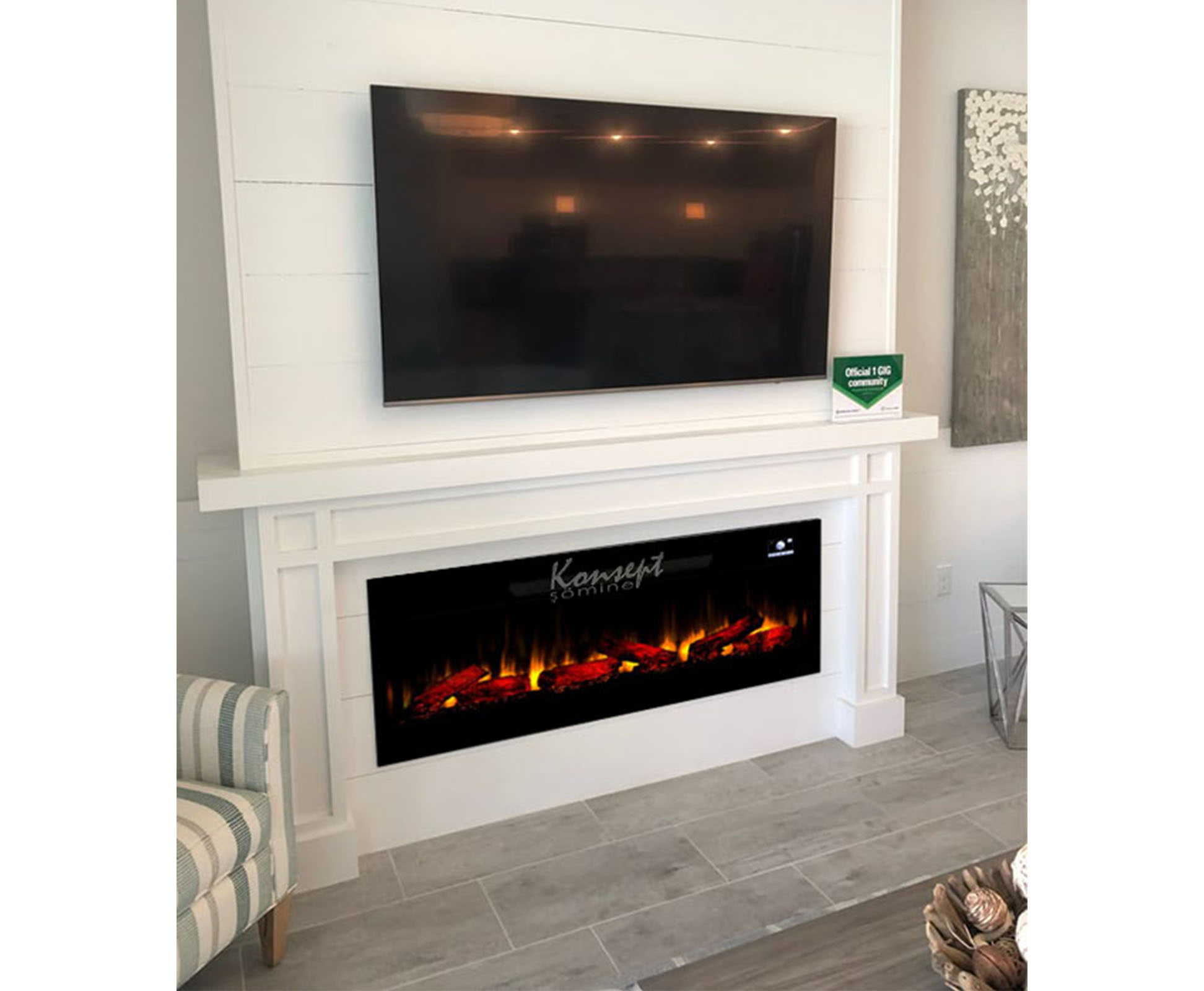 Plasma electric fireplace 95