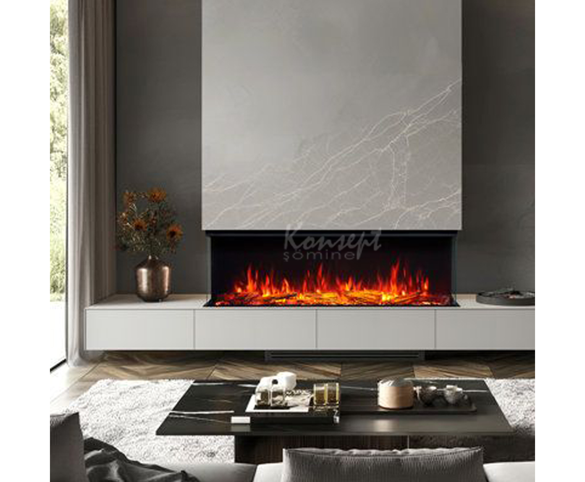 U Tipi Elektrikli Şömine 12