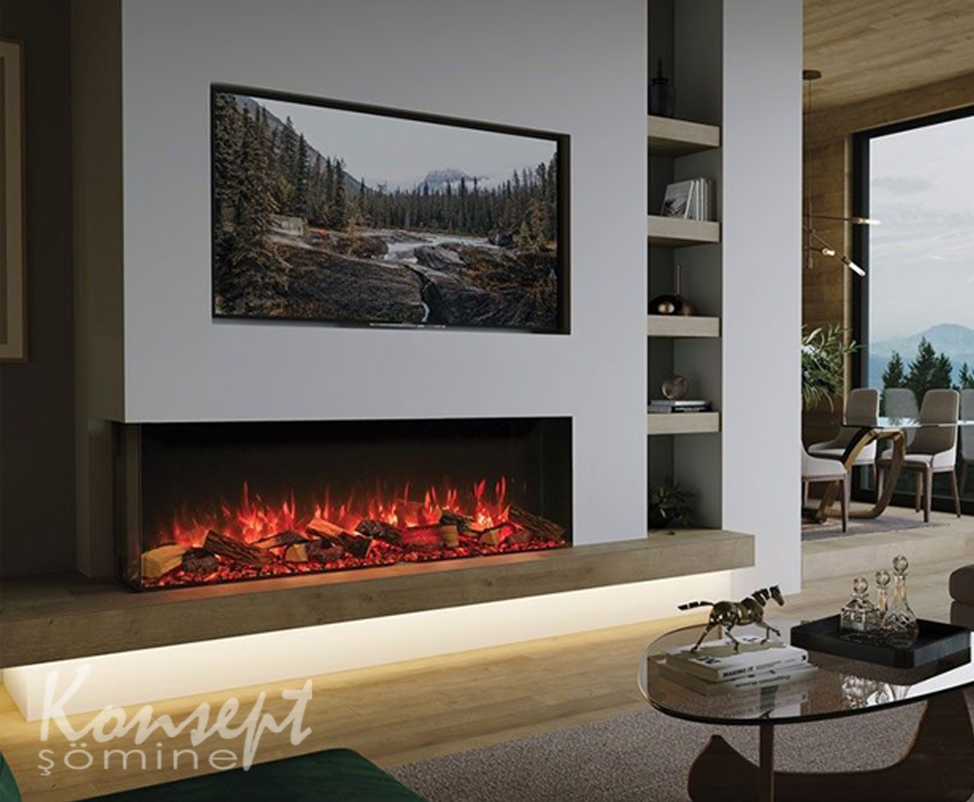 U Tipi Elektrikli Şömine 14